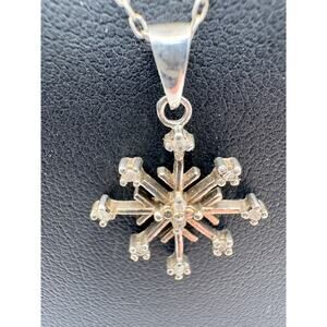 Sterling Silver Diamond Snowflake Pendant and Chain 2.1 g